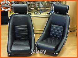 BB1 RS Black / White Piping Sports Bucket Seats + Tilting Subframe CLASSIC MINI