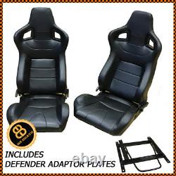 BB6 DEFENDER 90 110 Seats Black Soft Grain Faux Leather + Subframes PAIR