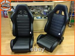 Pair BB4 Reclining Bucket Sports Seats Black + Tilting Subframe MINI COOPER