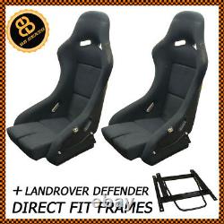 Pair BB5 Fixed Fibreglass Narrow Racing Bucket Seat + Sub Frames DEFENDER 90 110