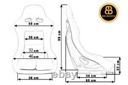 Pair BB5 Fixed Fibreglass Narrow Racing Bucket Seat + Sub Frames For BMW E36