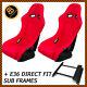 Pair Red Bb5 Fixed Fibreglass Racing Bucket Seats + Sub Frames For Bmw E36