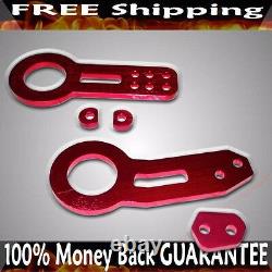 RED F&R Tow Hook+ Subframe Brace COMBO for 92-95 Honda Civic/93-97 Del Sol