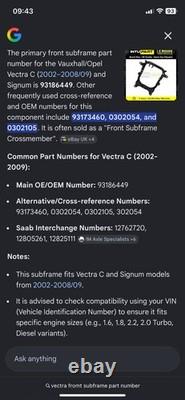 Vauxhall Vectra/ Saab 9-3 / CadalicBLS Front Subframe. Brand New